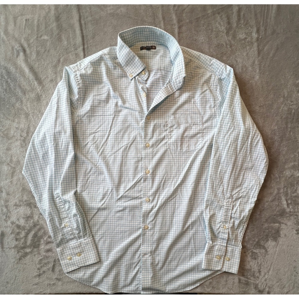 Peter Millar Shirt Mens Large Blue Plaid Summer Comfort Button Down